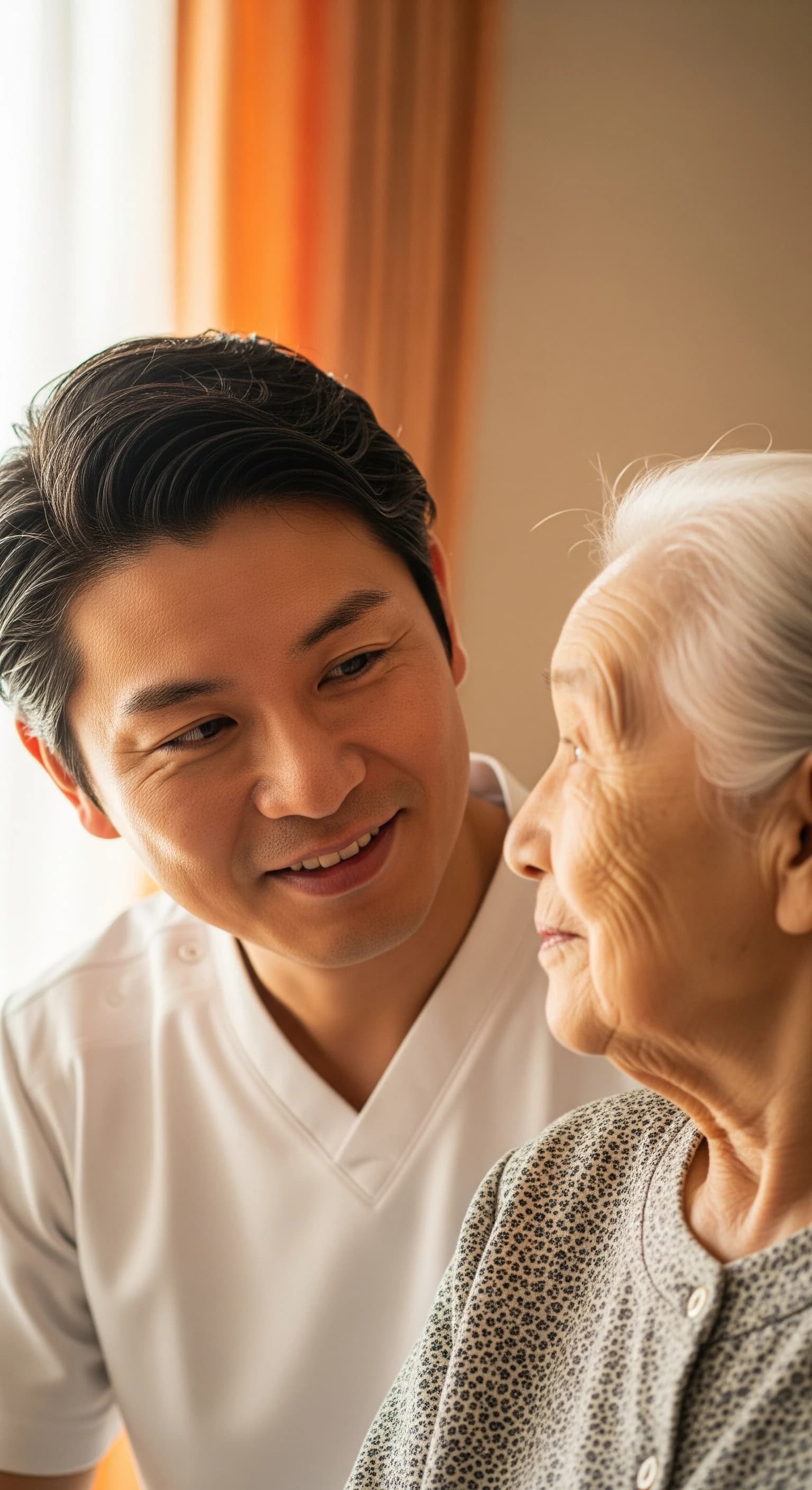 利用者宅で対話する訪問看護師